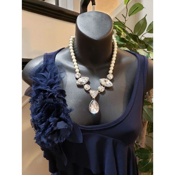 NIC & DOM Women's Blue Floral Scoop Neck Sleeveless Knee Length Dress Size Small - Picture 2 of 9